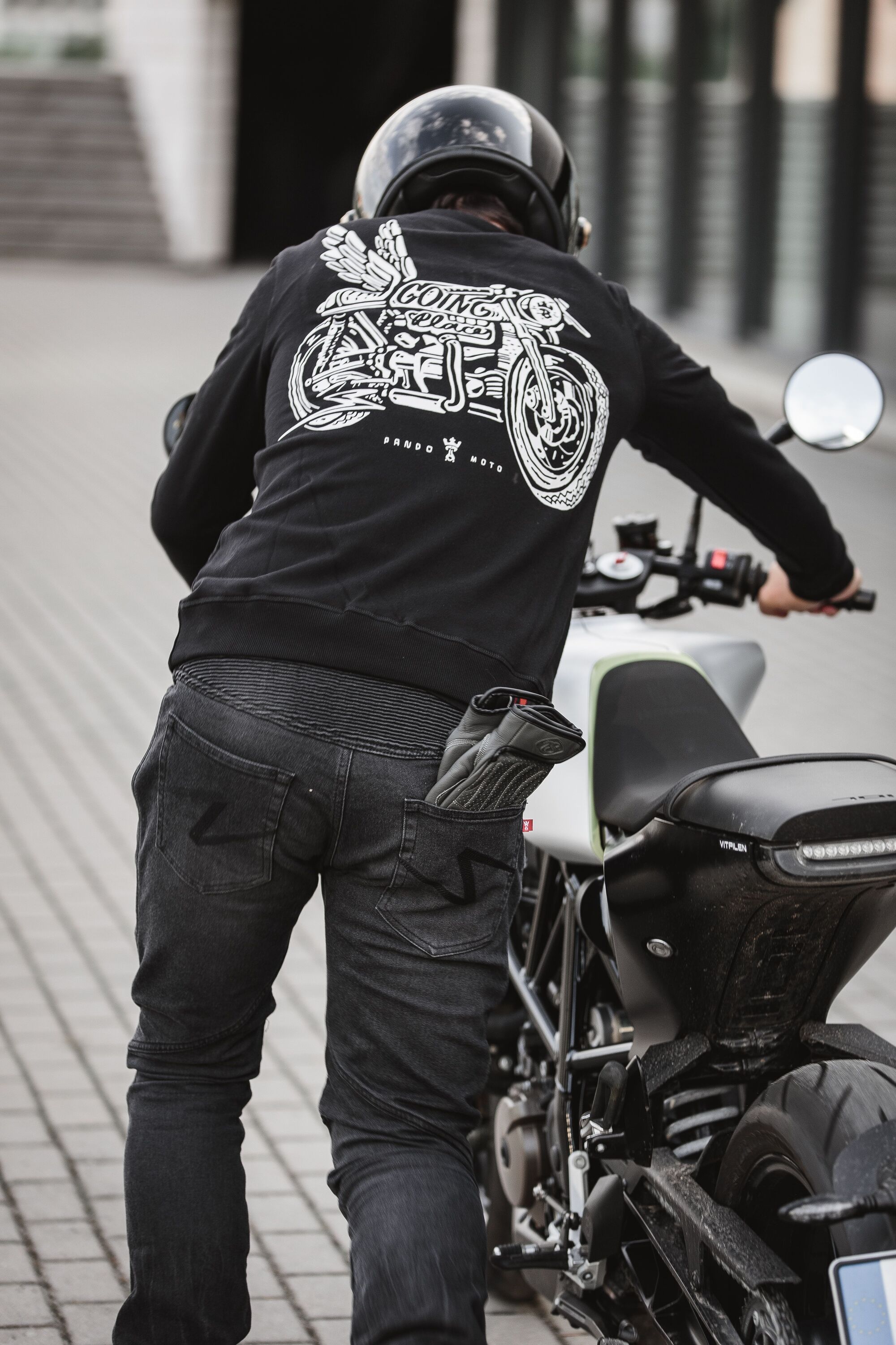 Pando Moto Karldo Slim Black Motorcycle Jeans - Men